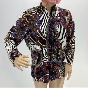 Alberto Makali Multi Colored Beaded Zip Cardigan L